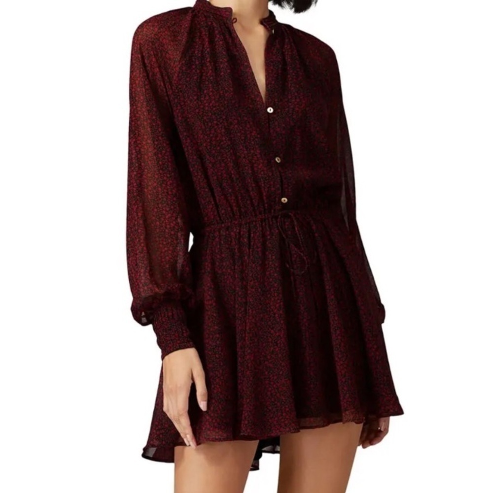 Cleobella red and black floral “Kelly” button front mini dress. Size Small. - Picture 2 of 12